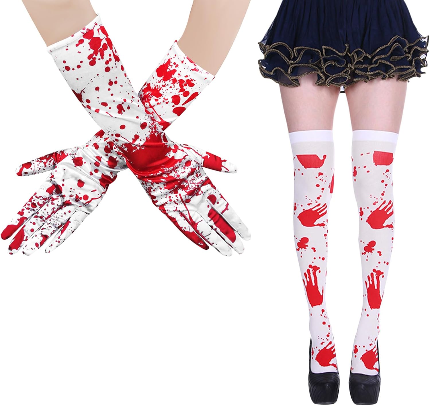 Halloween Bloody Gloves and Stockings Set for Women - Cosplay Party
