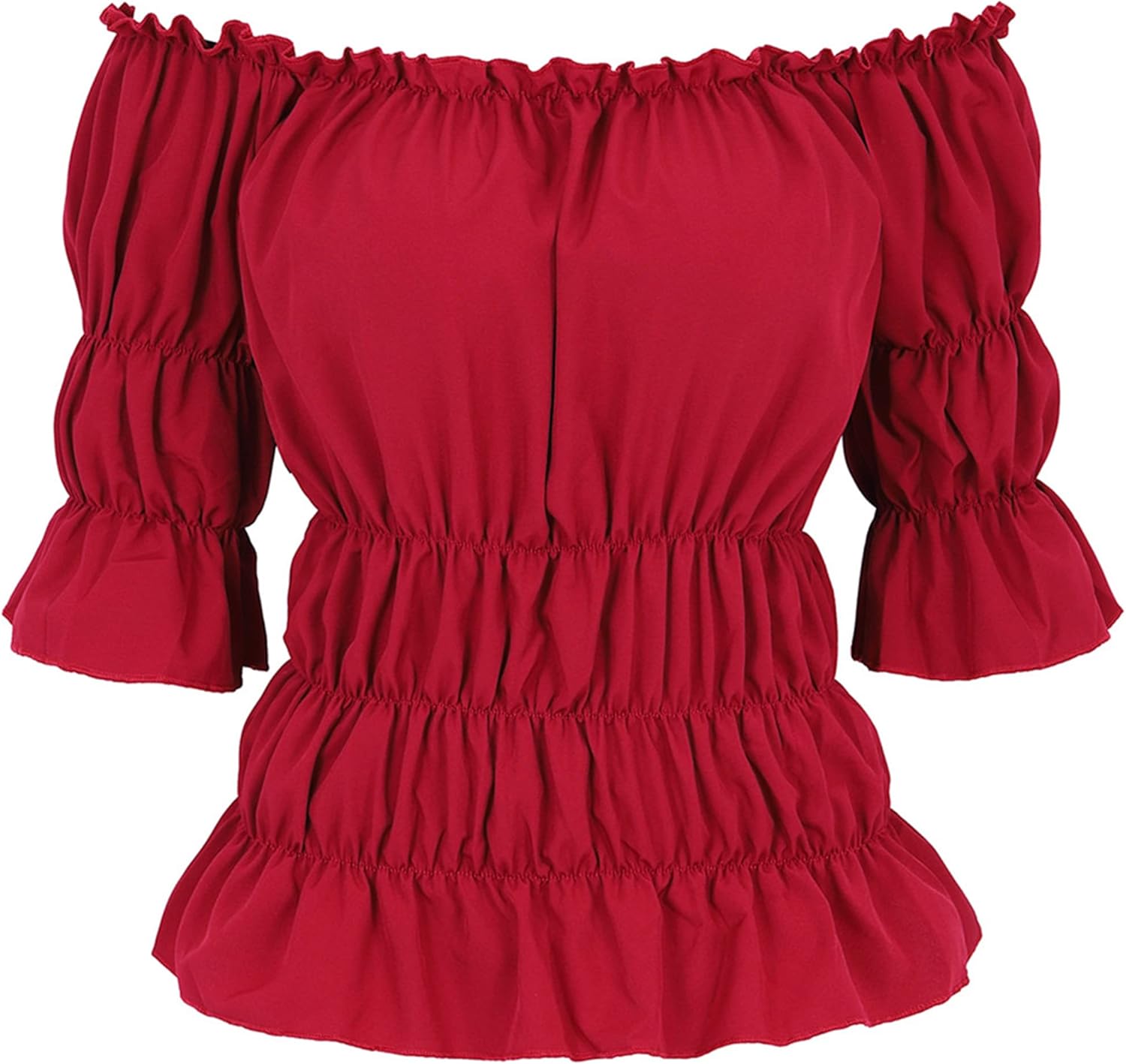 Steampunk Pirate Shirt Women Lightweight _off-the-shoulder_ruffle_smocked_crop top