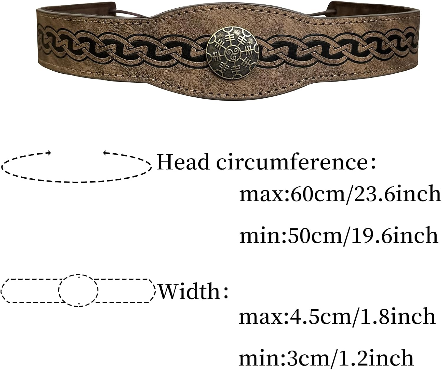 Adjustable Retroironcoronation Marginalembossment Faux Leather Headband