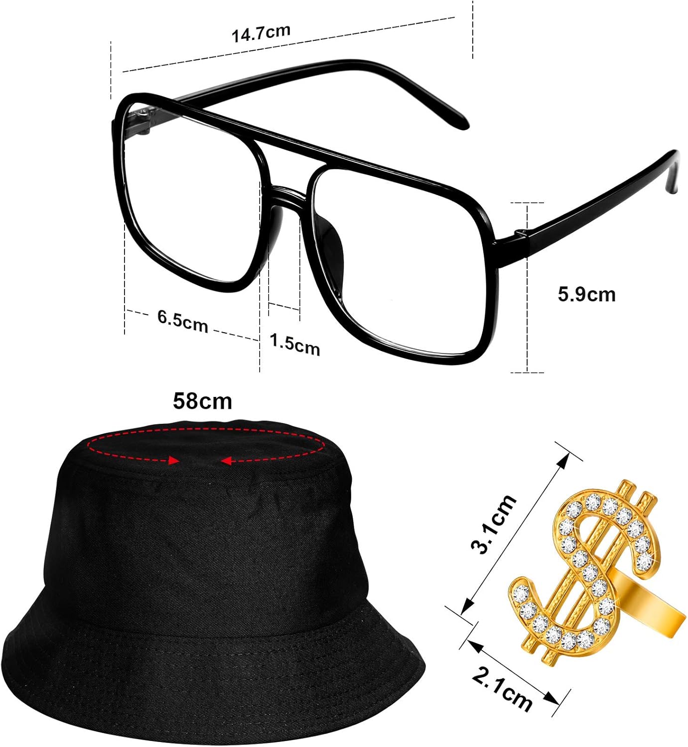 Sumind 80s90s Hip Hop Costume Kit Authentic Inflatables for Rapper Look