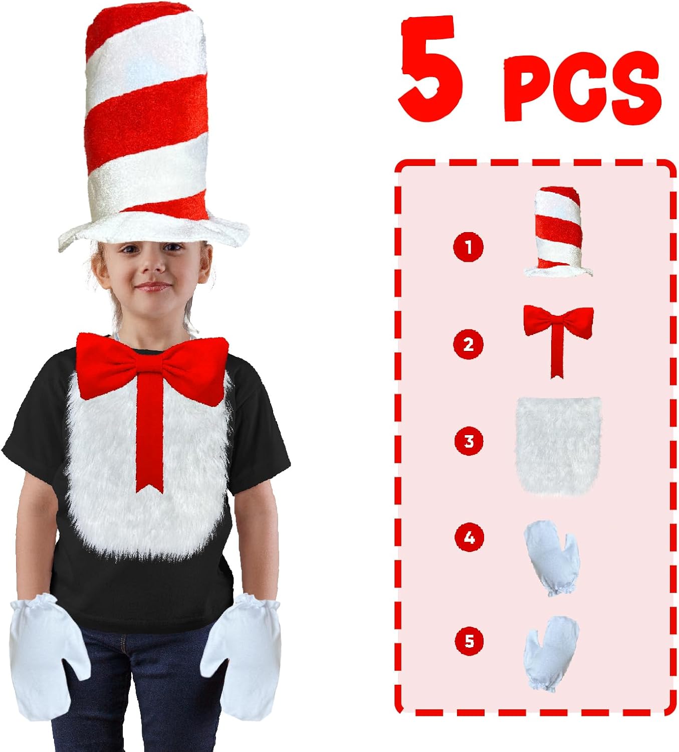 Luvfamday 5-Piece Red Top Hat Set
