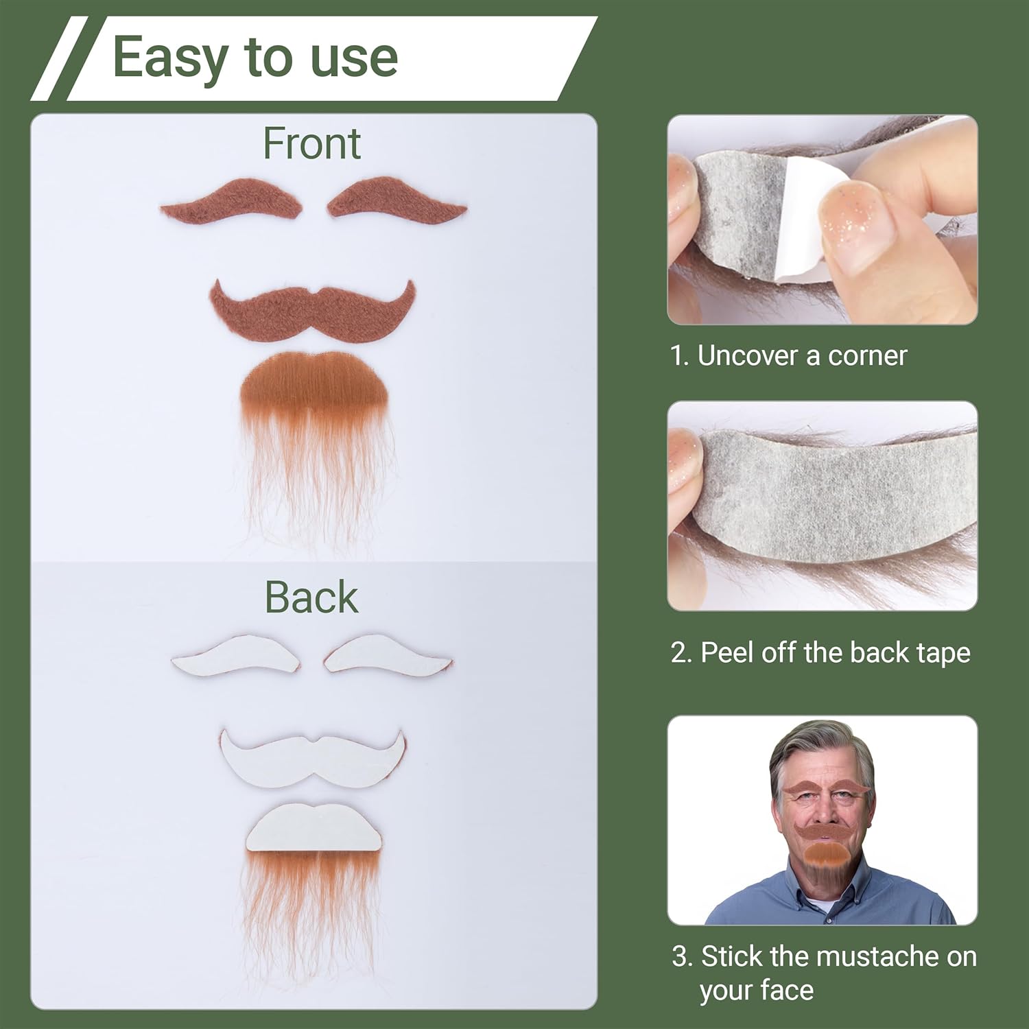 Genuine Stick-On Mustache Set for Men