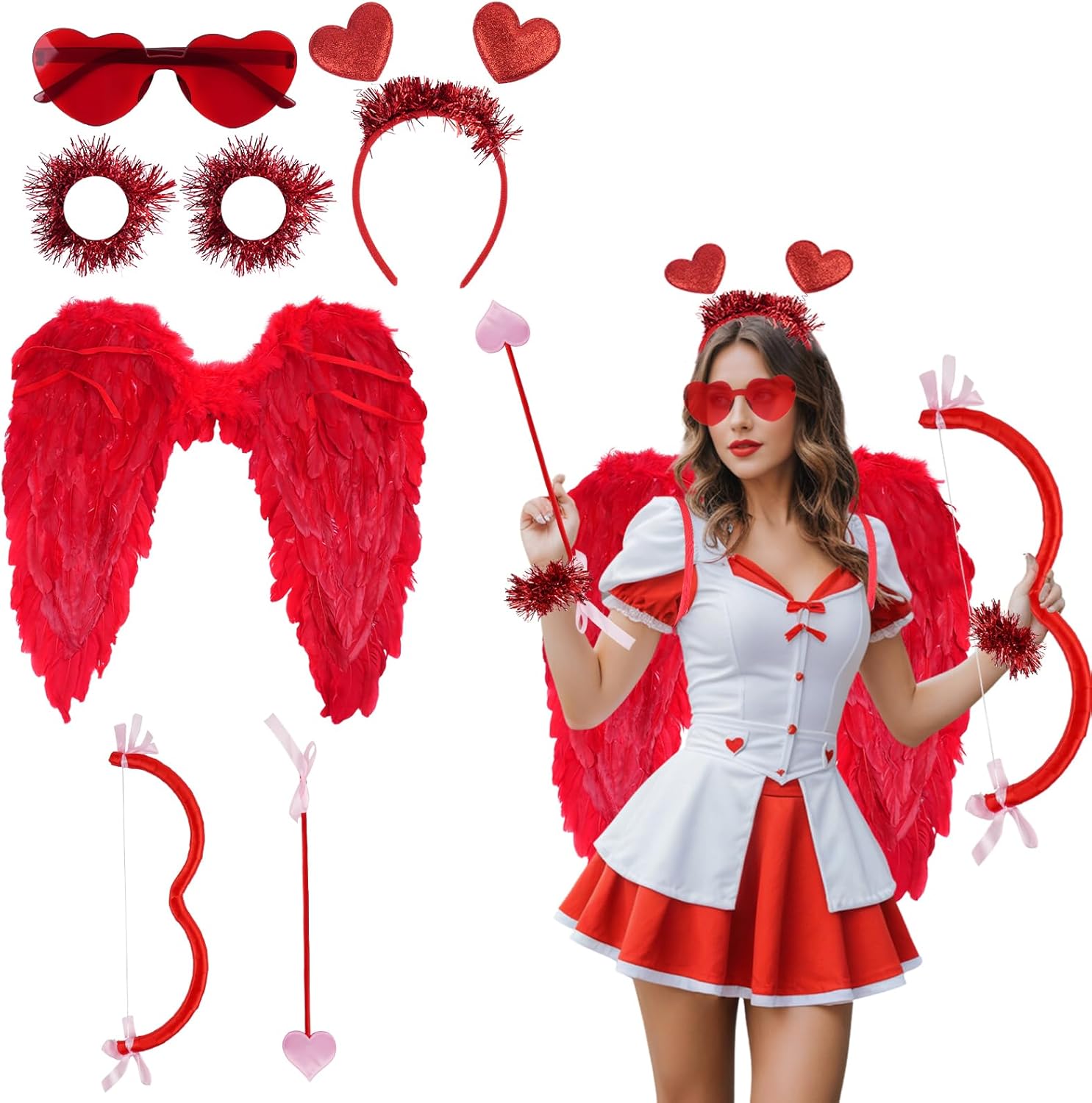 Magical 7-Piece Cupid Costume Set for Women
