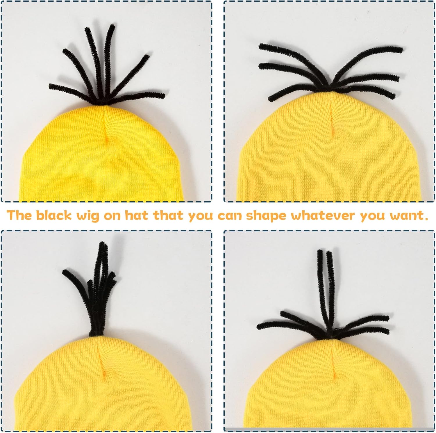 Halloween 3Pcs Yellow Costume Accessories Goggles Beanie Gloves Set