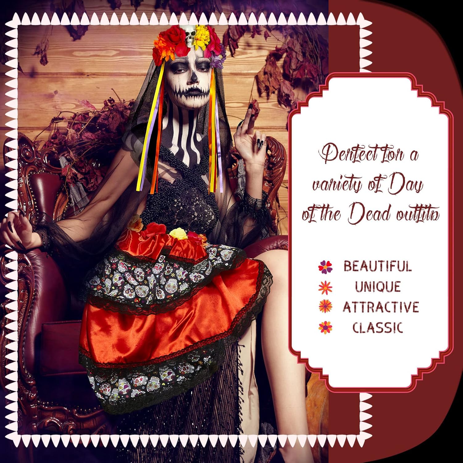 2-Piece Halloween Day of the Dead Costume Set for Women