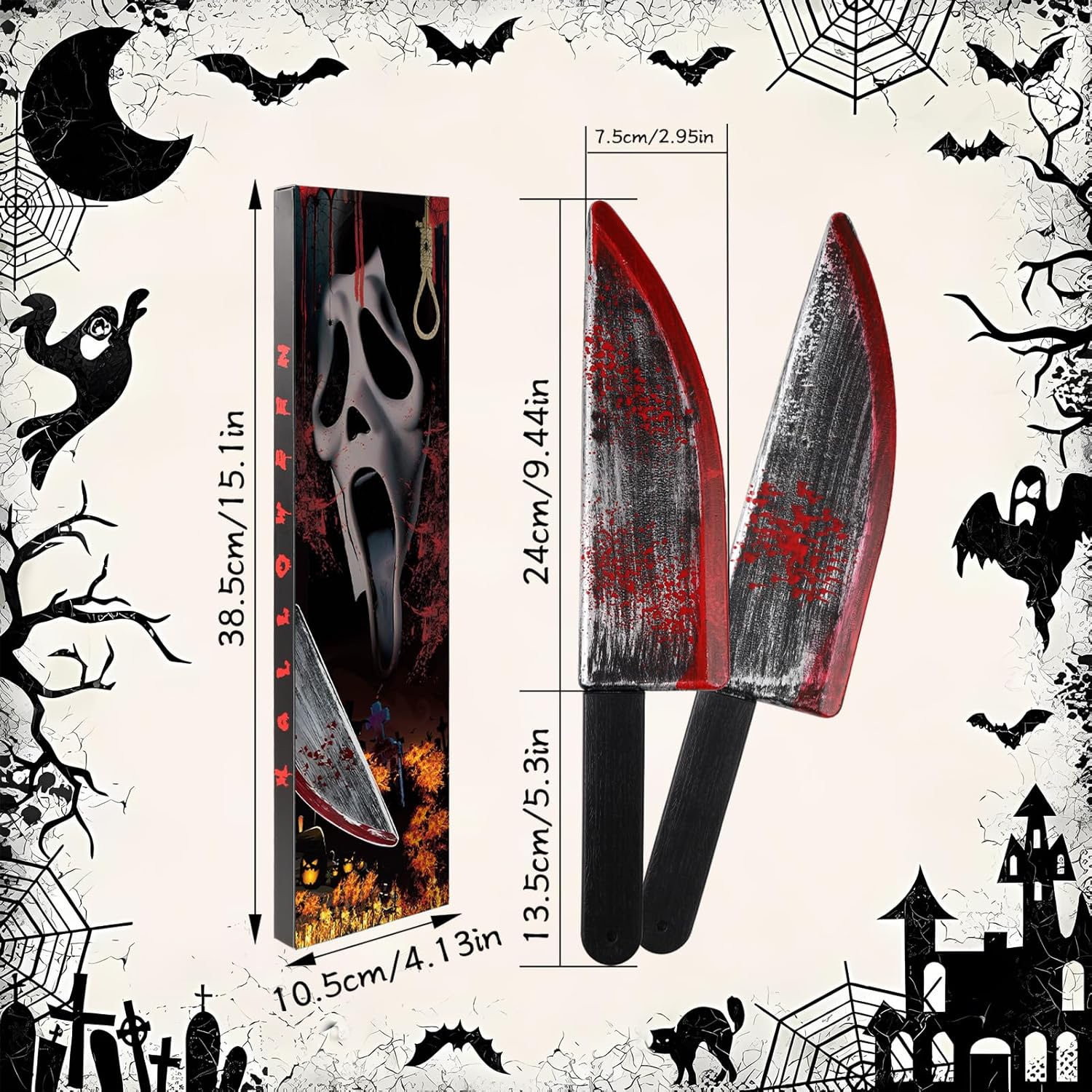Japior Fake Chucky Knife Set - 2Pcs for Halloween