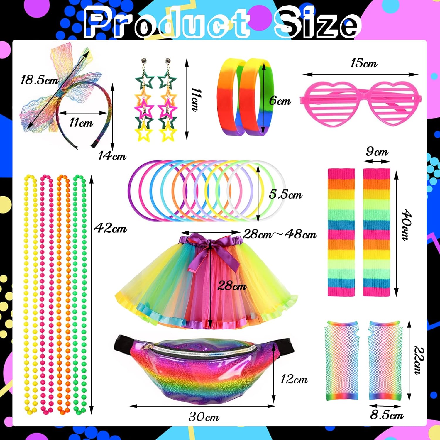 80s Retro Costumes Set for Women with Vibrant Design