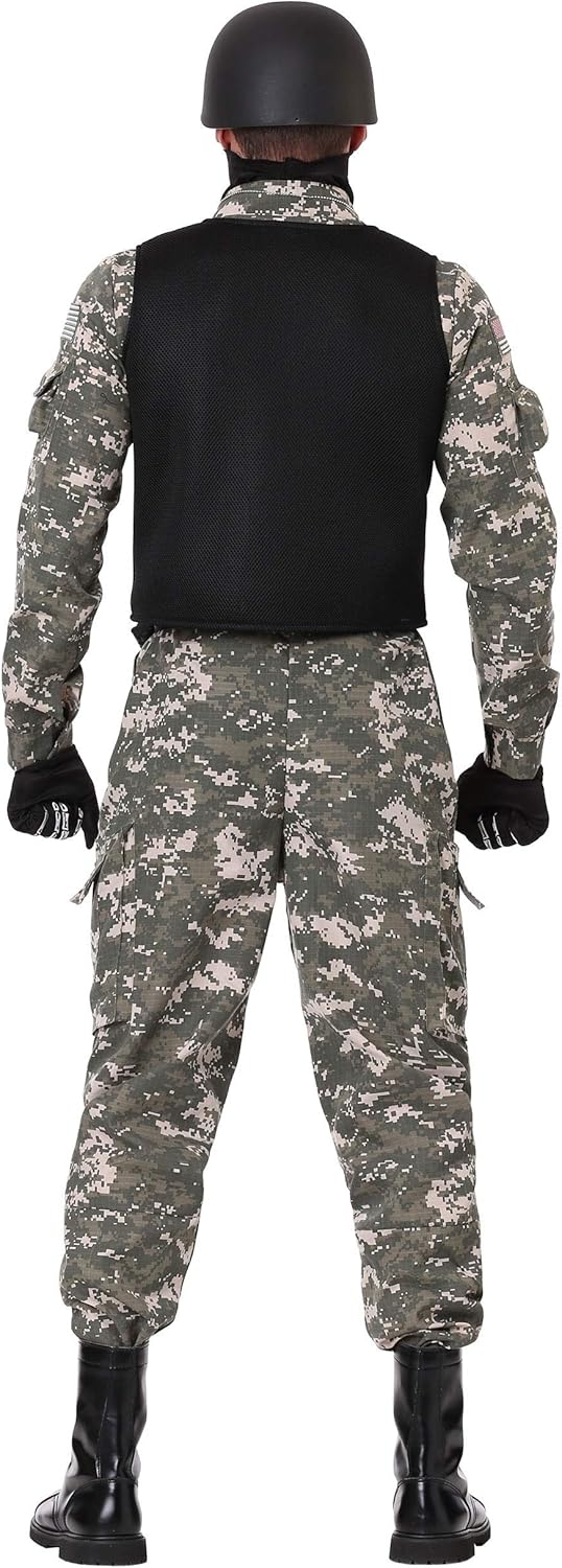 Mens Battle Soldier Costume x Highly Detailed Realistic Camouflage Applications
