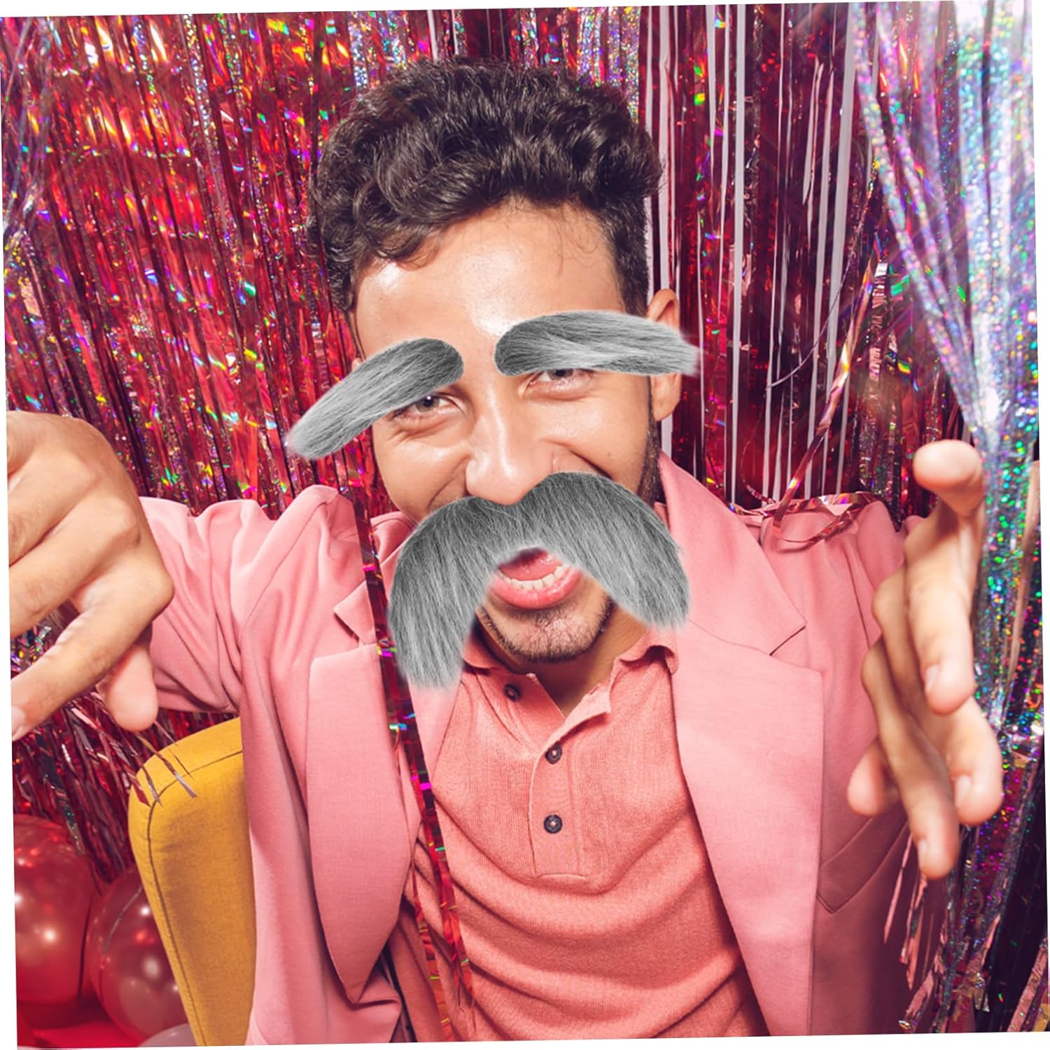 Zerodeko 3Pcs Fake Beards Eyebrows Set for Halloween