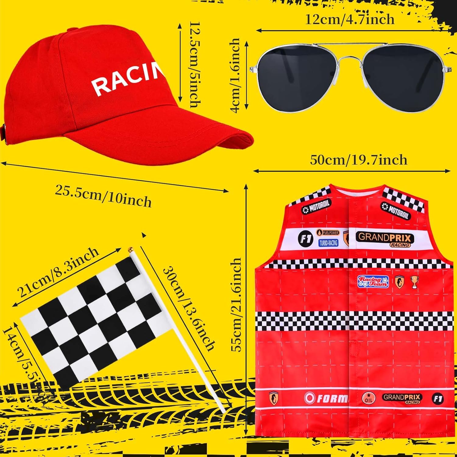 Kavoc Race Car Driver Costume Set Racing Accessories for Kids