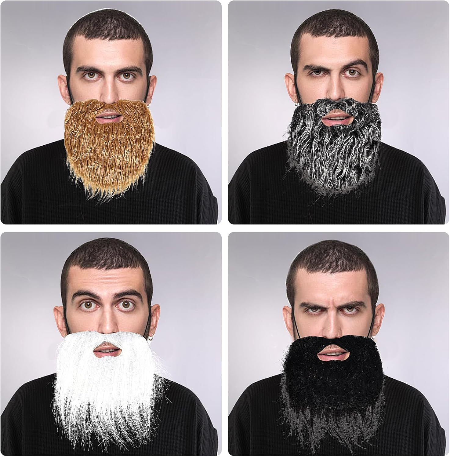 4-Piece Fake Beards Trick or Treat Halloween Costume Accessory