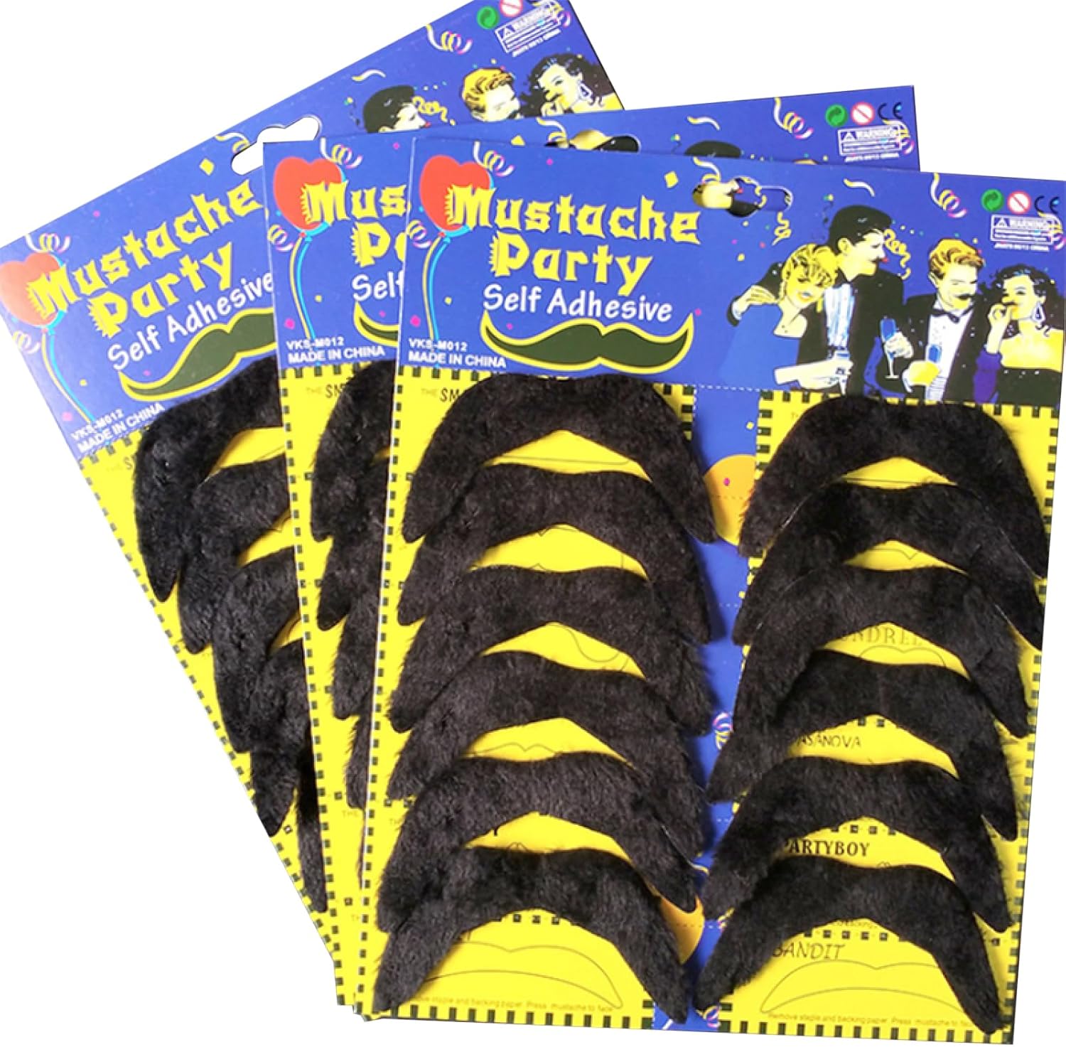 12-Piece Real Fake Mustaches Adhesive Costume for Adults