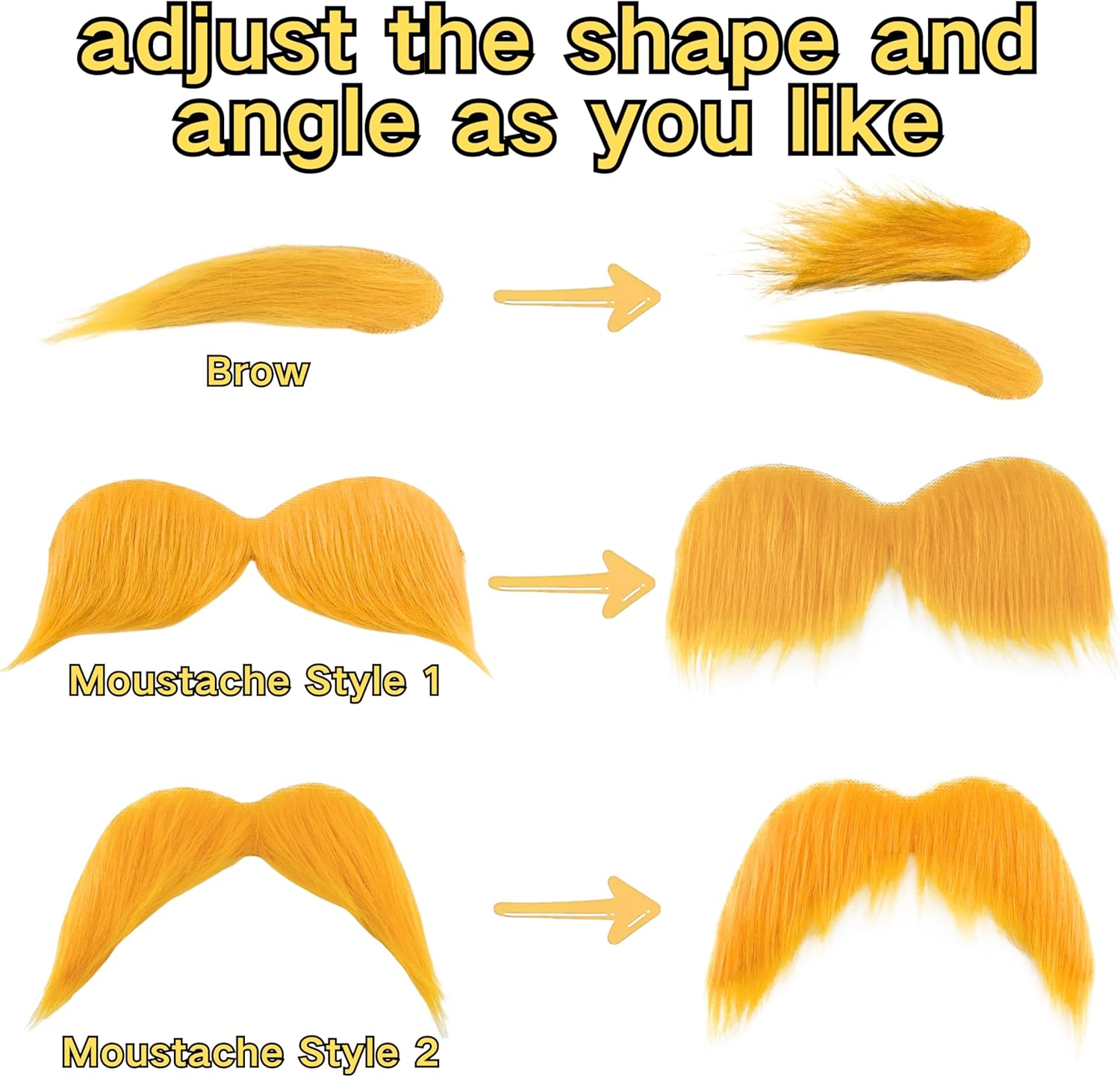Halloween Yellow Mustaches Self-Adhesive Reusable 2-Piece Set