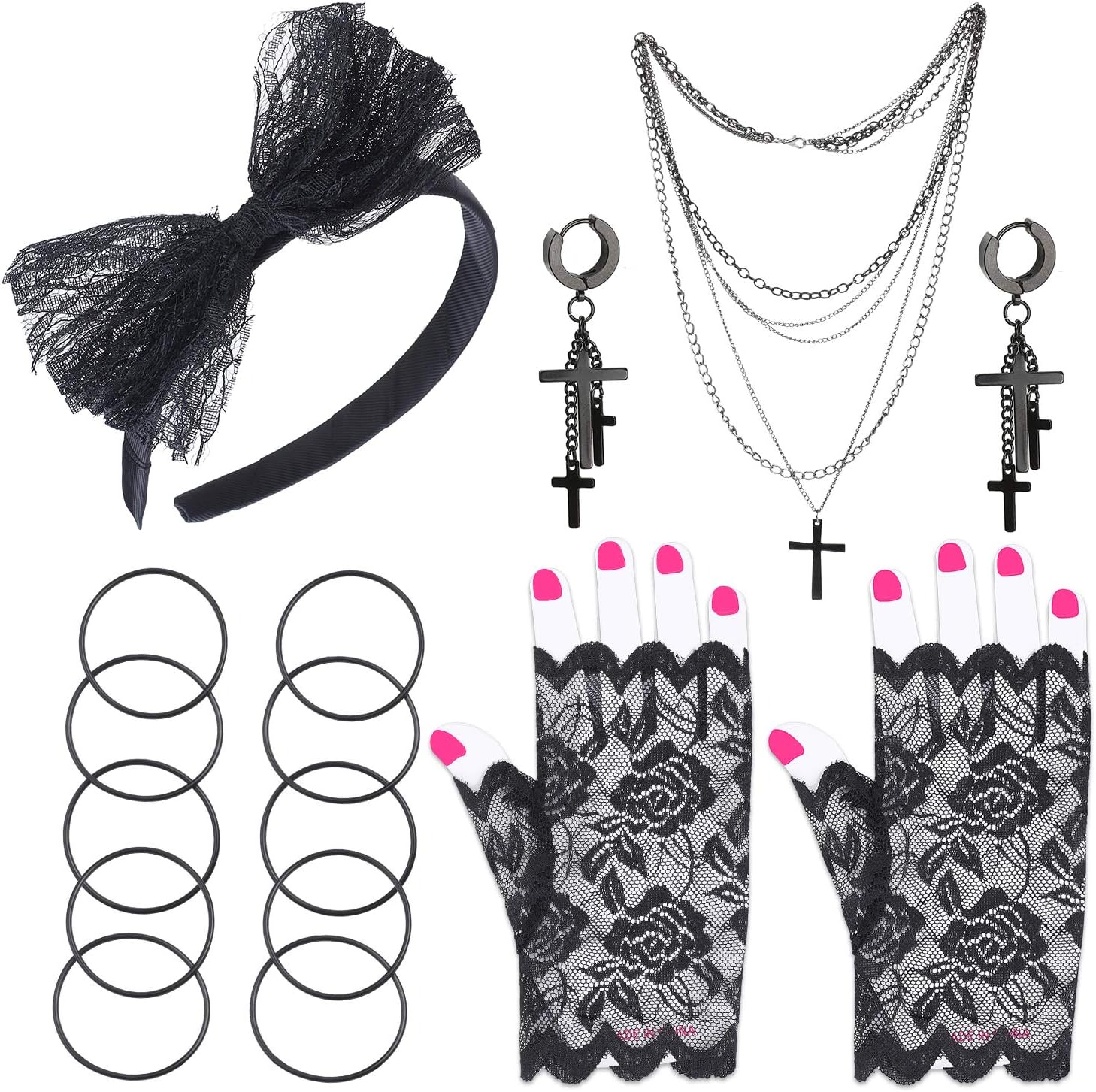 Madonna 80s Retro Costumes Beelittle 80s Fishnet Gloves and Accessories