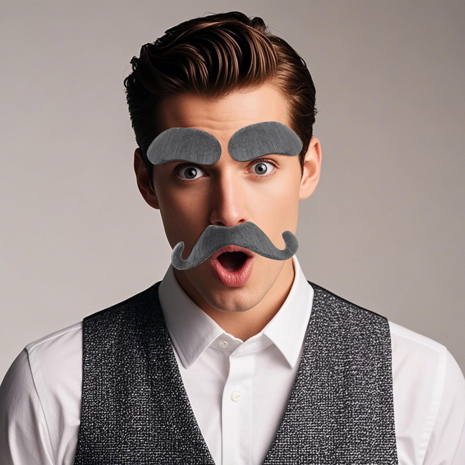 Gray Grandpa Mustache Set Halloween Grandpa Costume Accessories