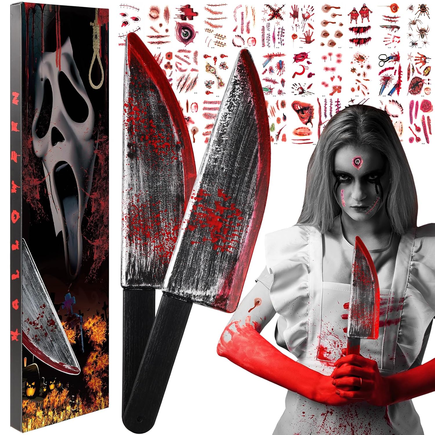 Japior Fake Chucky Knife Set - 2Pcs for Halloween