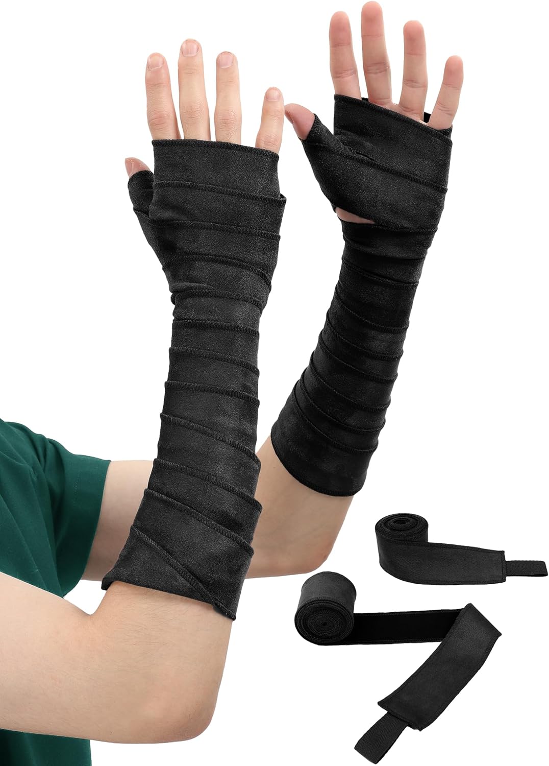 Secure Medieval Hand Wraps - Renaissance Faux Suede Bracers for LARP Halloween Cosplay