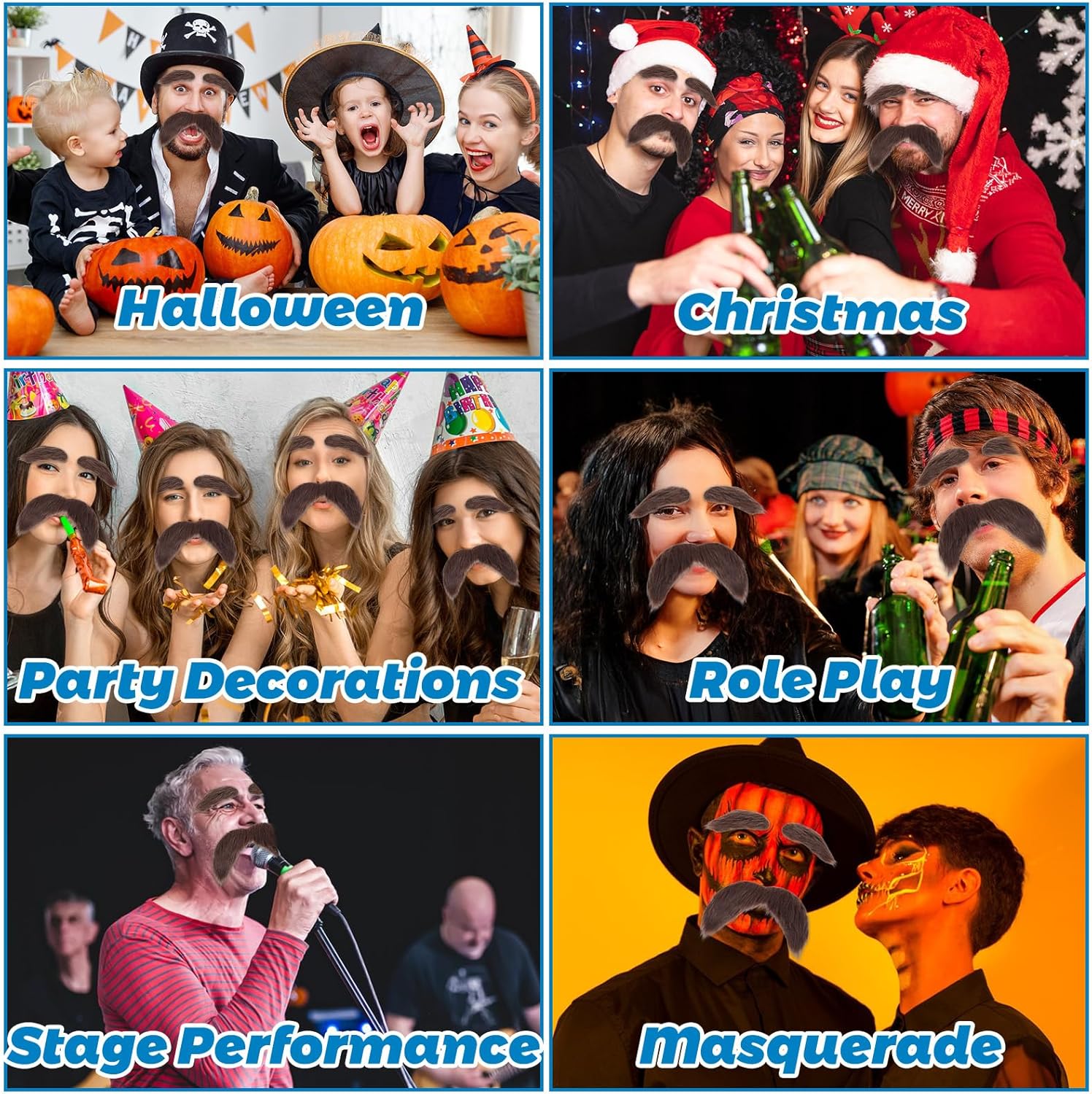 Realistic Self-Adhesive Fake Beards Set