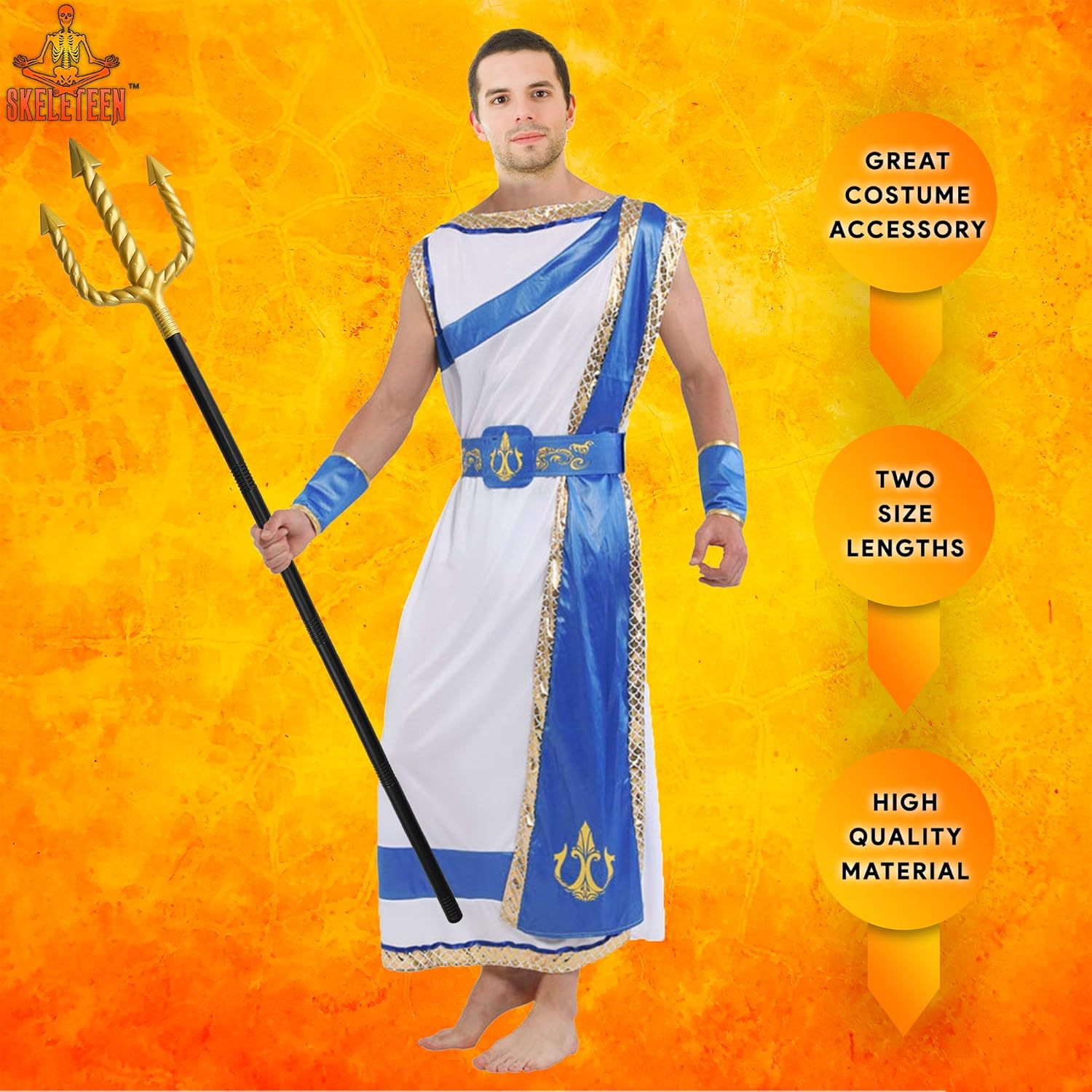 Skeleteen Gold Trident Costume Accessory Fun Pretty Pitchfork Spear
