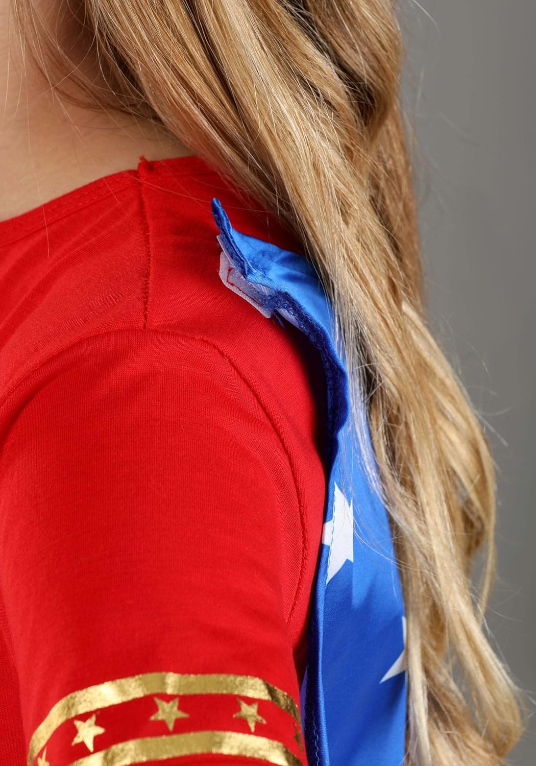 Girls Red White Blue Wonder Woman Costume Set with Cape Headpiece