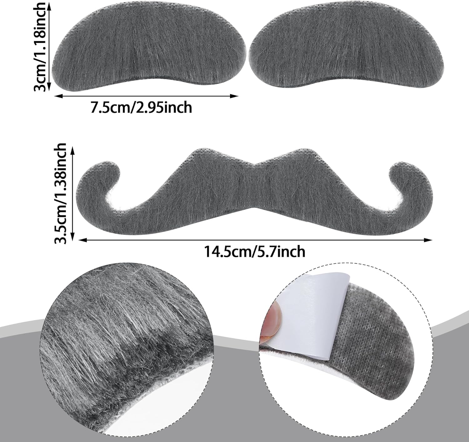 Gray Grandpa Mustache Set Halloween Grandpa Costume Accessories
