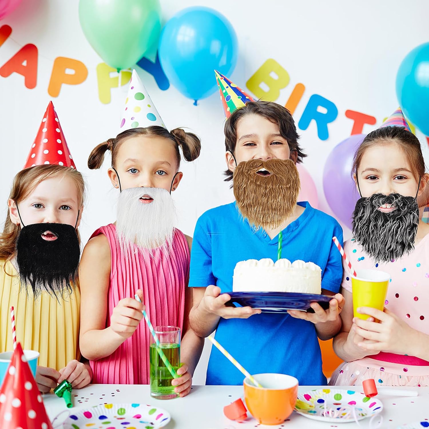 4-Piece Fake Beards Trick or Treat Halloween Costume Accessory