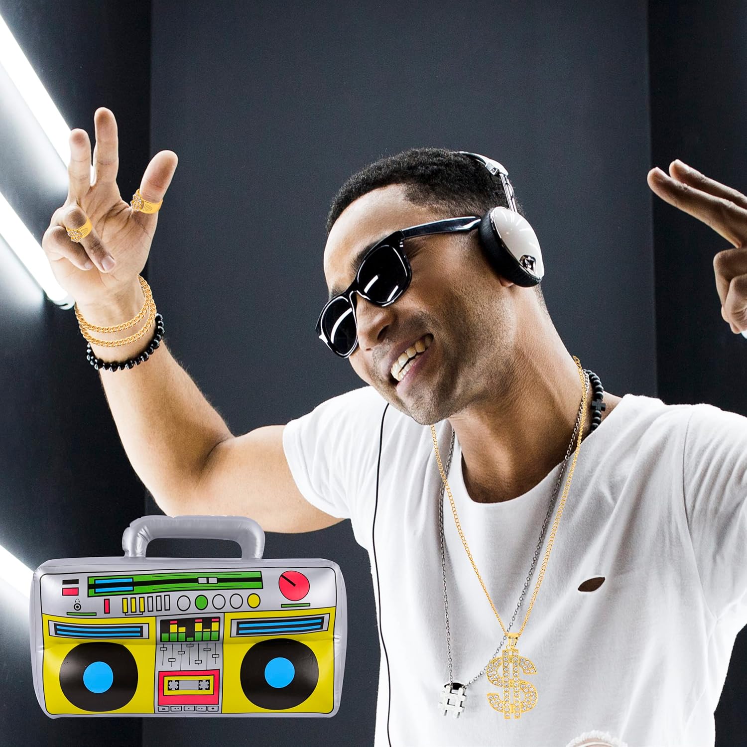 Retro 80s Hip-Hop Costume Kit for Adults