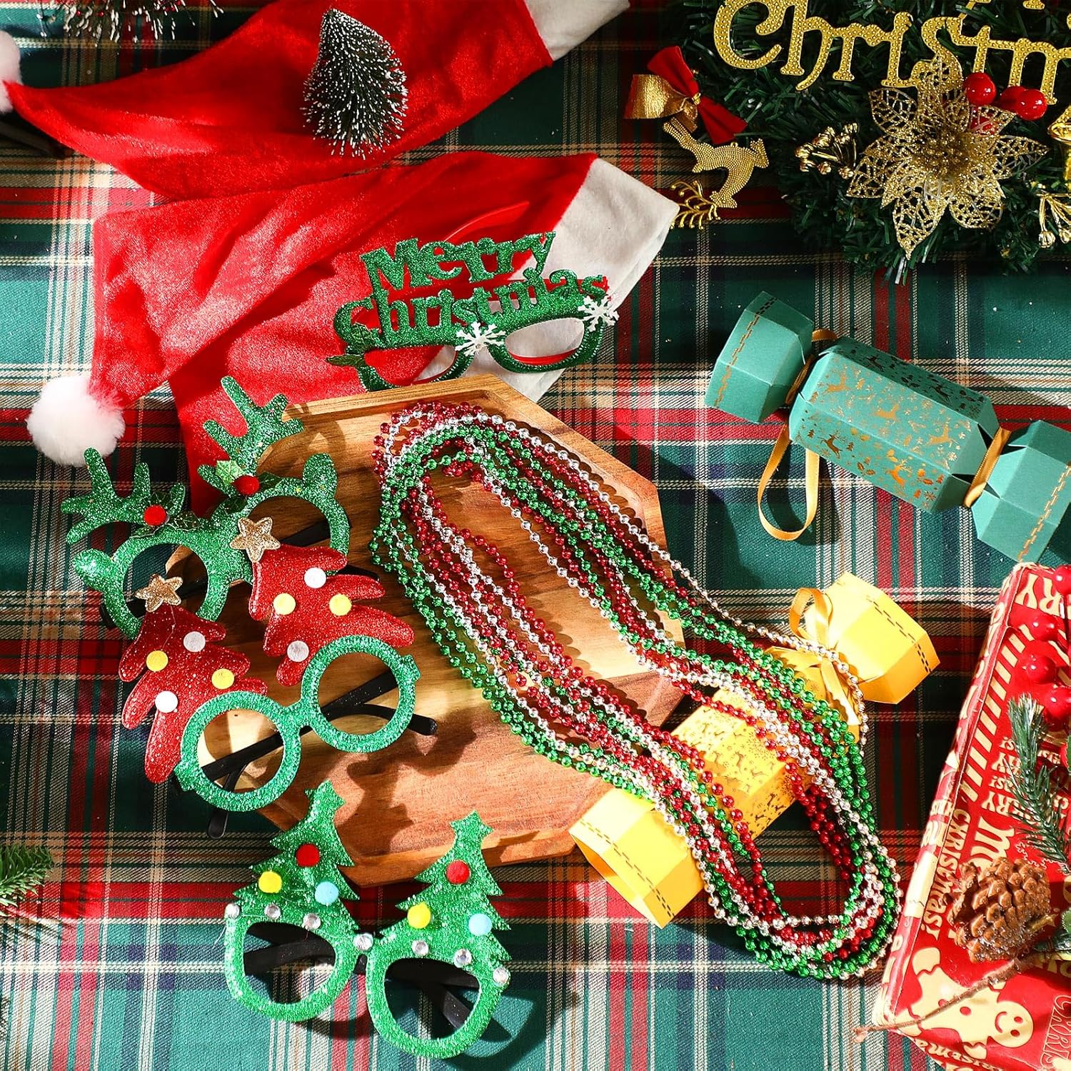 Shappy Christmas GlassSanta Hat 60 Pcs Christmas Accessories