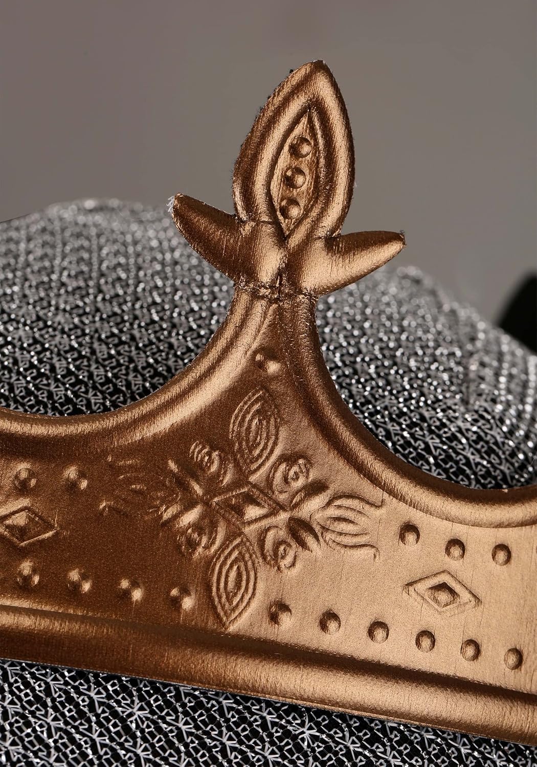 Mens Chain Mail Costume Crown with Faux Leather Hood