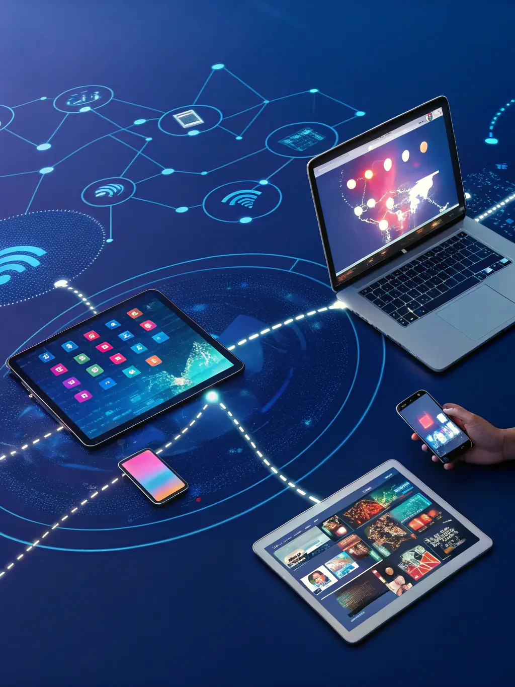 A visual representation of interconnected devices and systems, illustrating the concept of IoT and MALAWITECH LTD's capabilities in this domain.